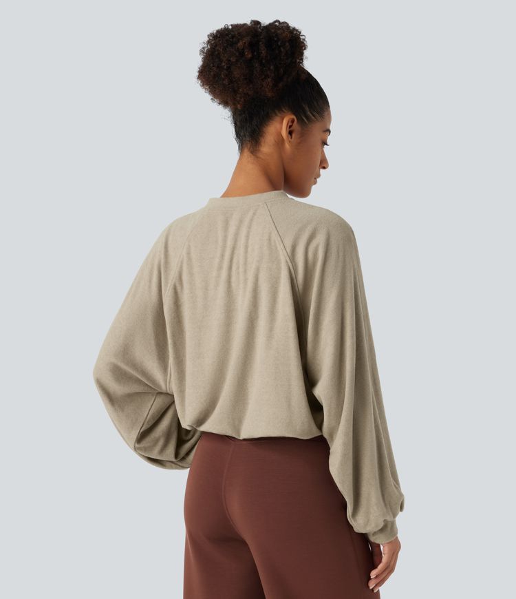Button Raglan Sweatshirt