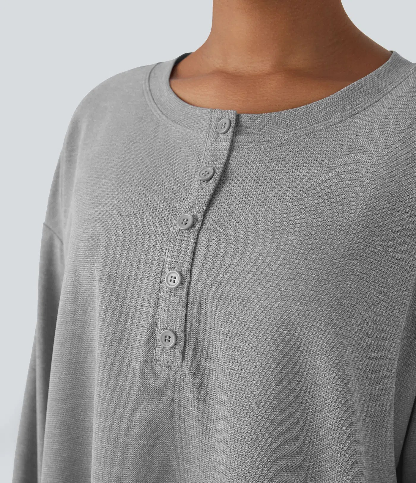 Button Waffle Sweatshirt