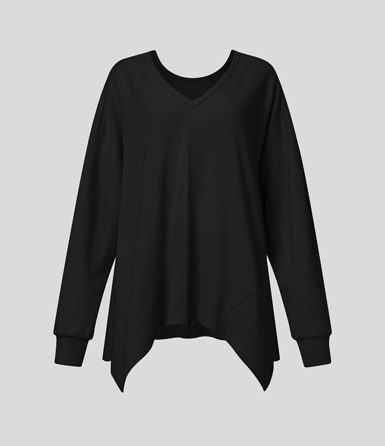 Over-sized V-neck cotton sweatshirt