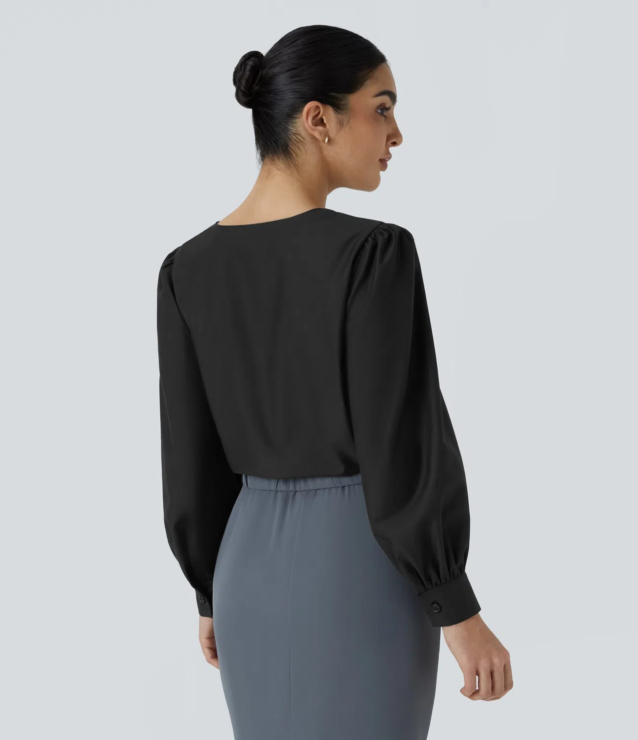 V-button blouse