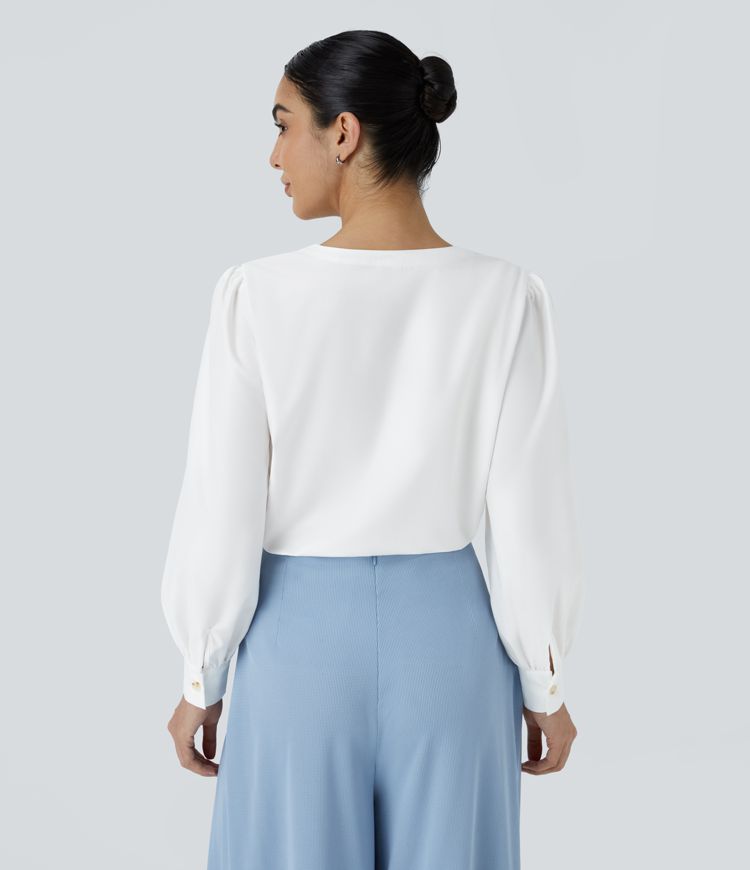 V-button blouse