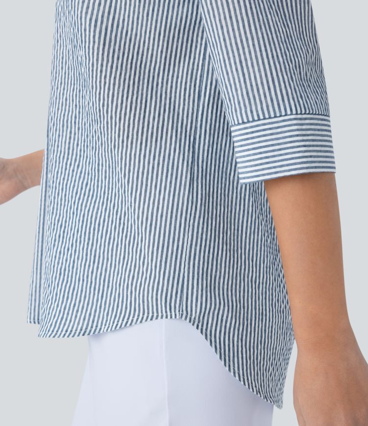 StripeHalf Blouse