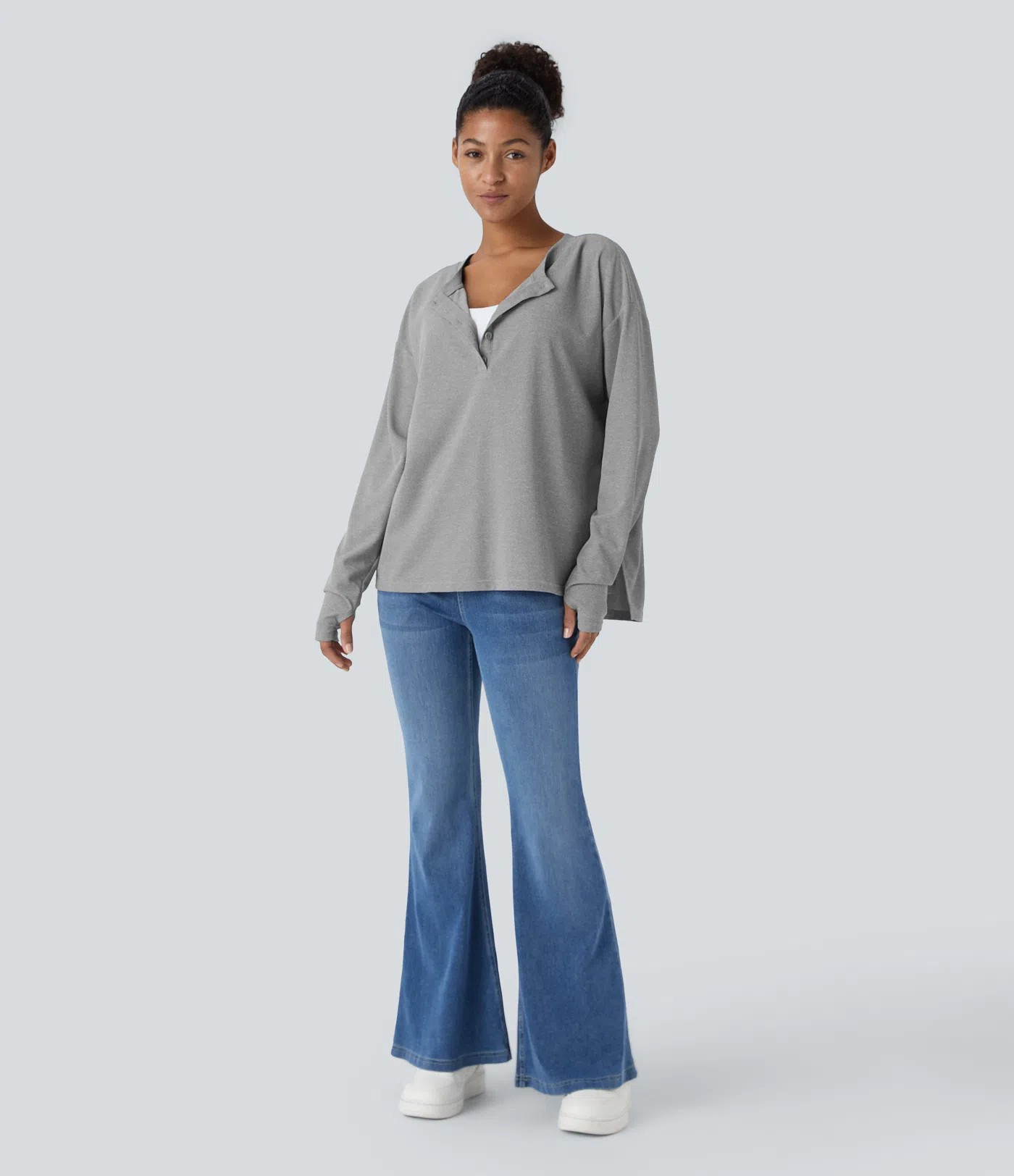Button Waffle Sweatshirt