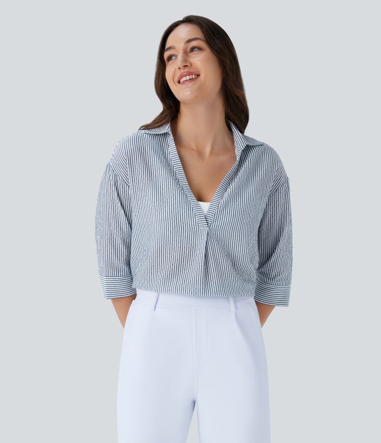 StripeHalf Blouse