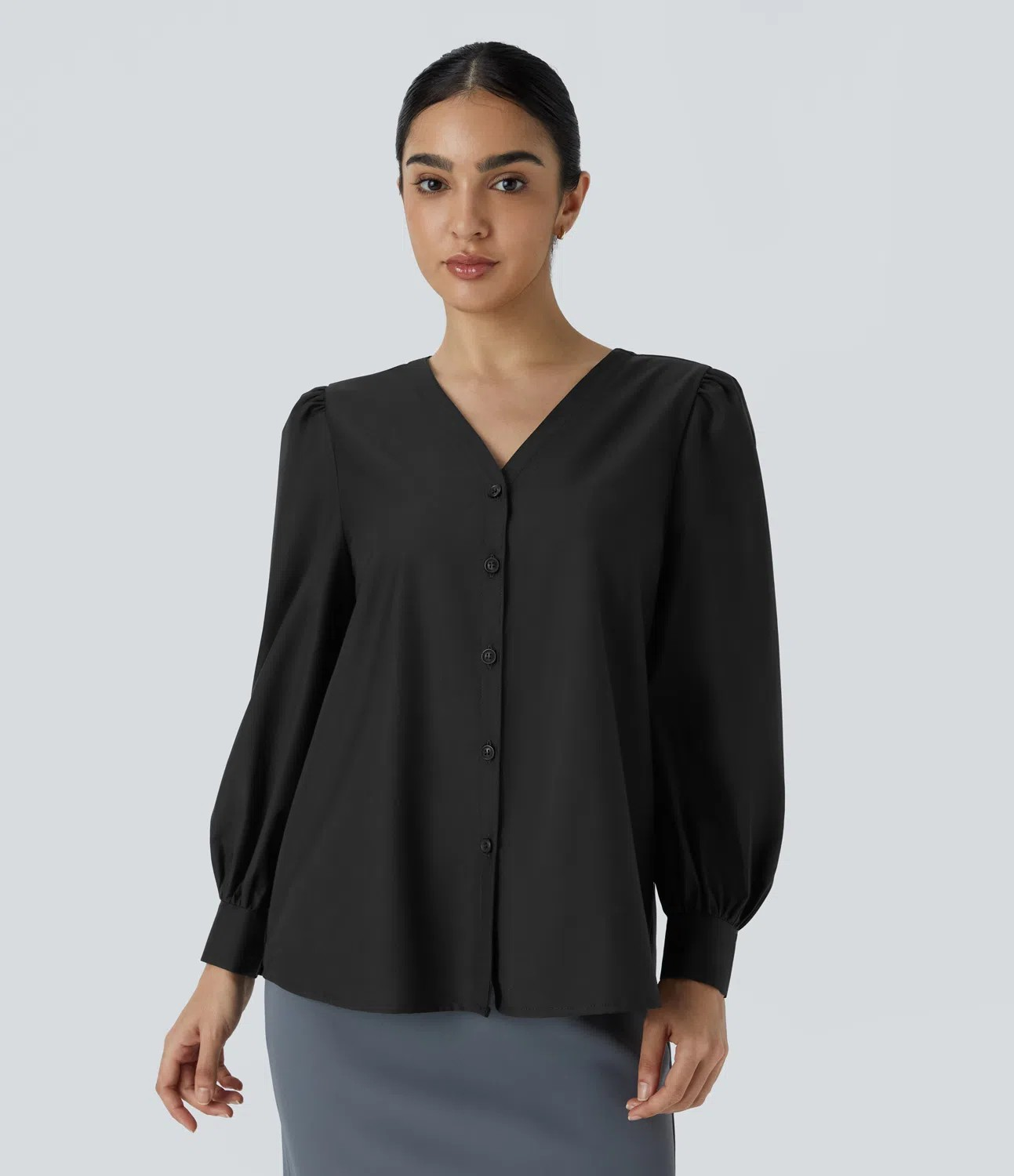 V-button blouse