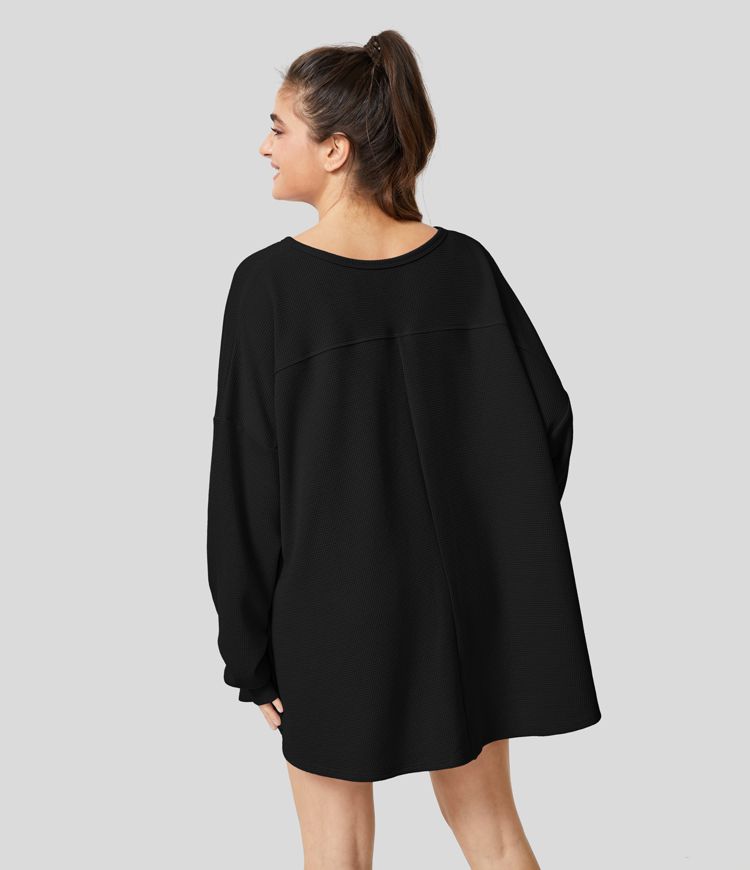 Over-sized V-neck cotton sweatshirt