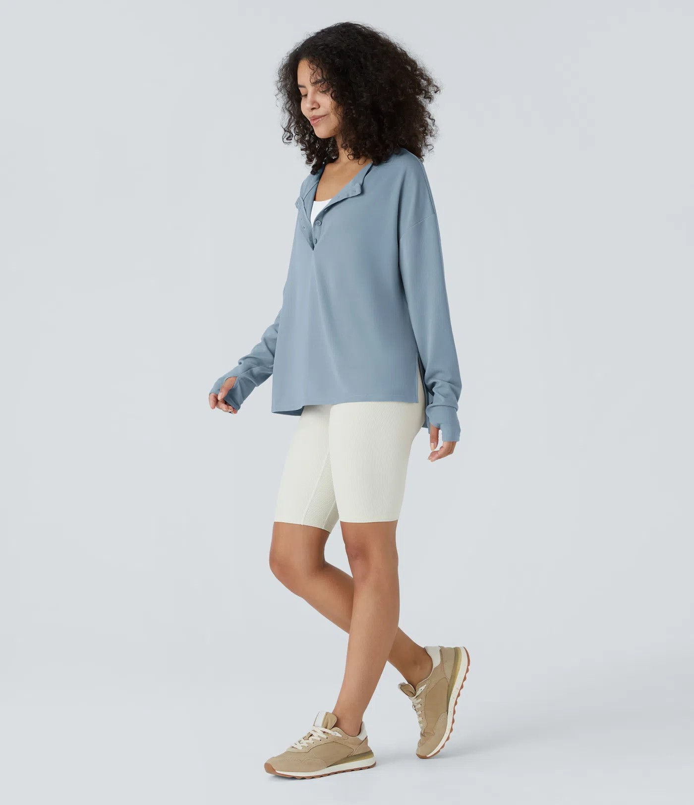 Button Waffle Sweatshirt