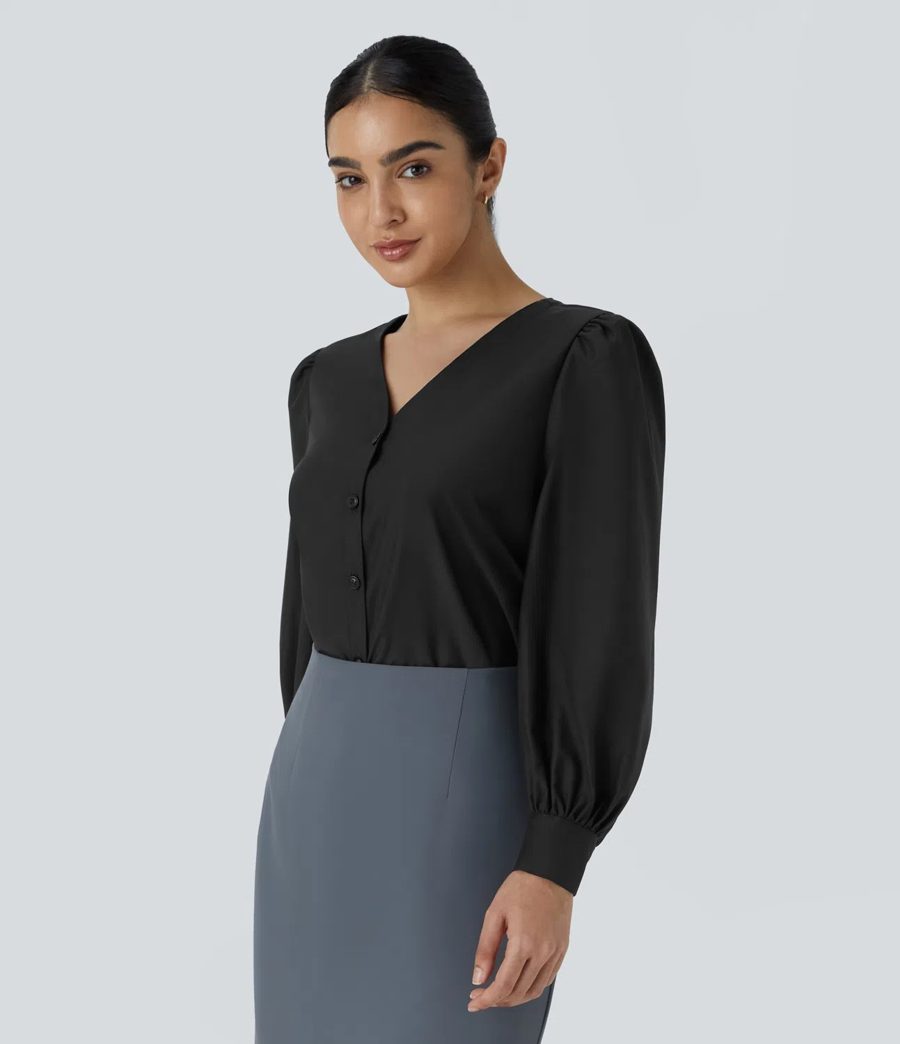 V-button blouse