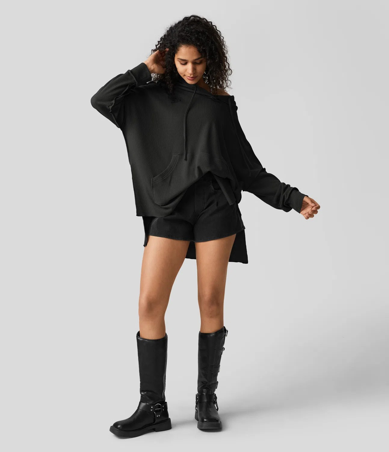 Waffle Hood Sweatshirt
