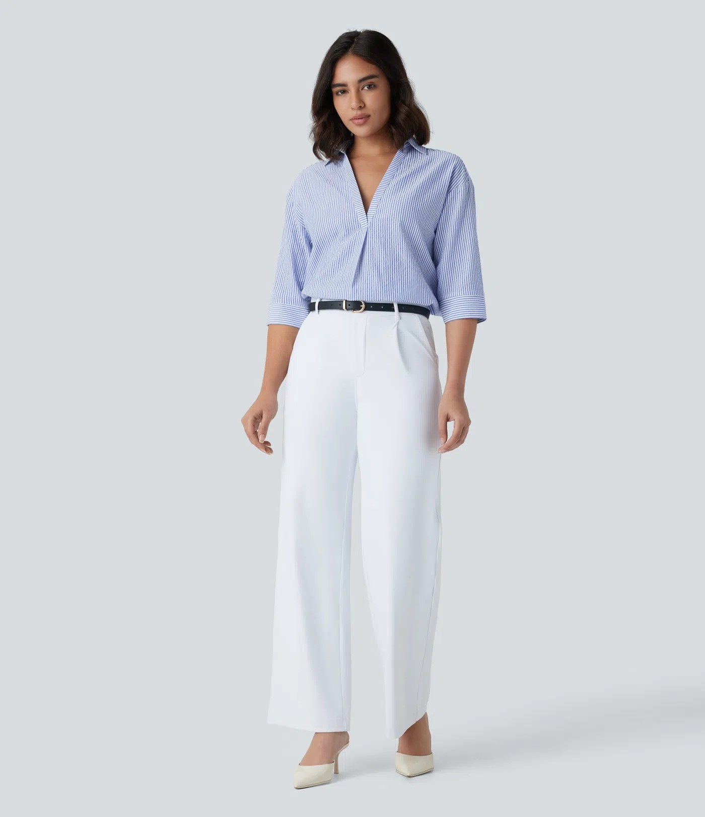 StripeHalf Blouse