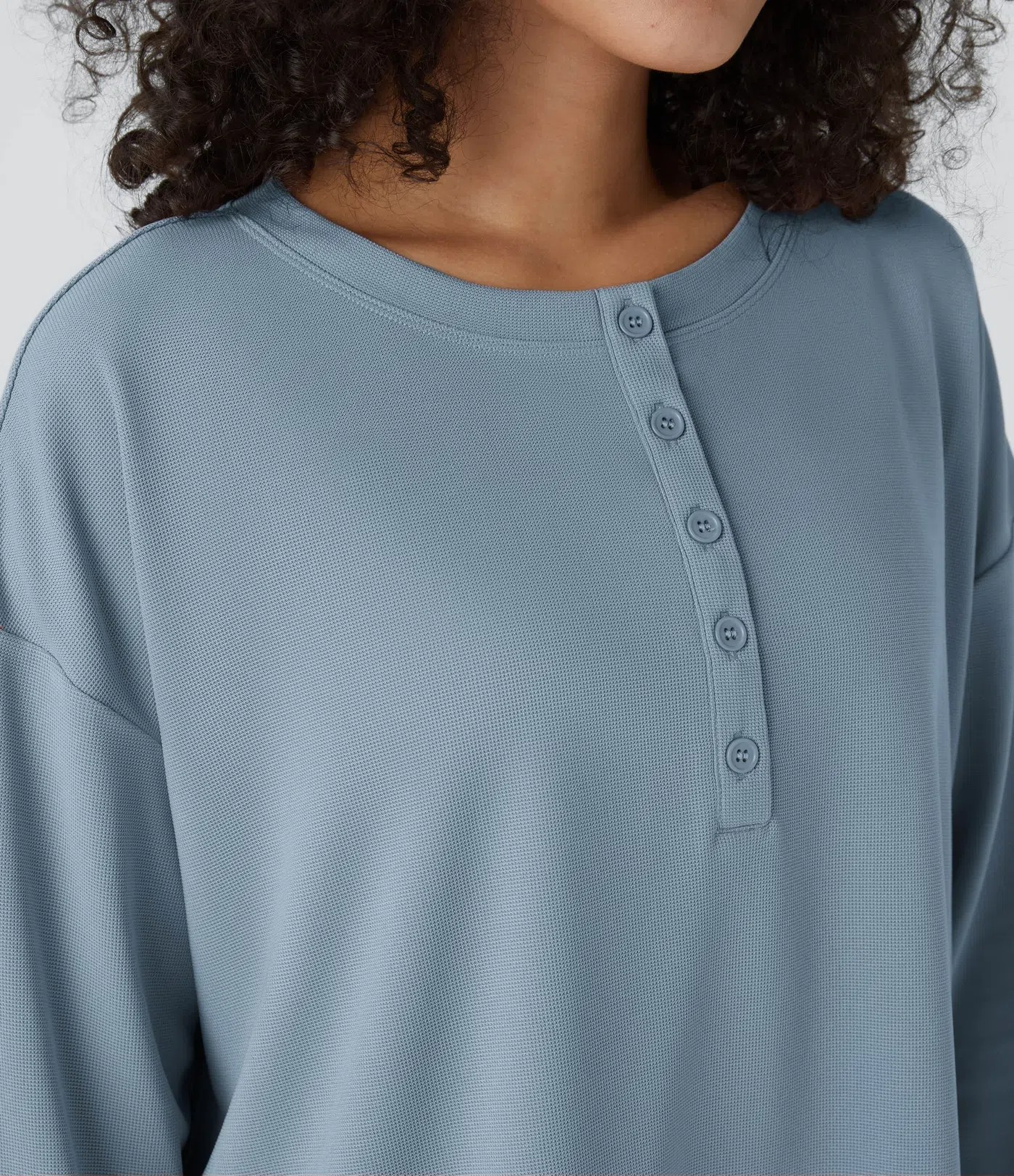 Button Waffle Sweatshirt
