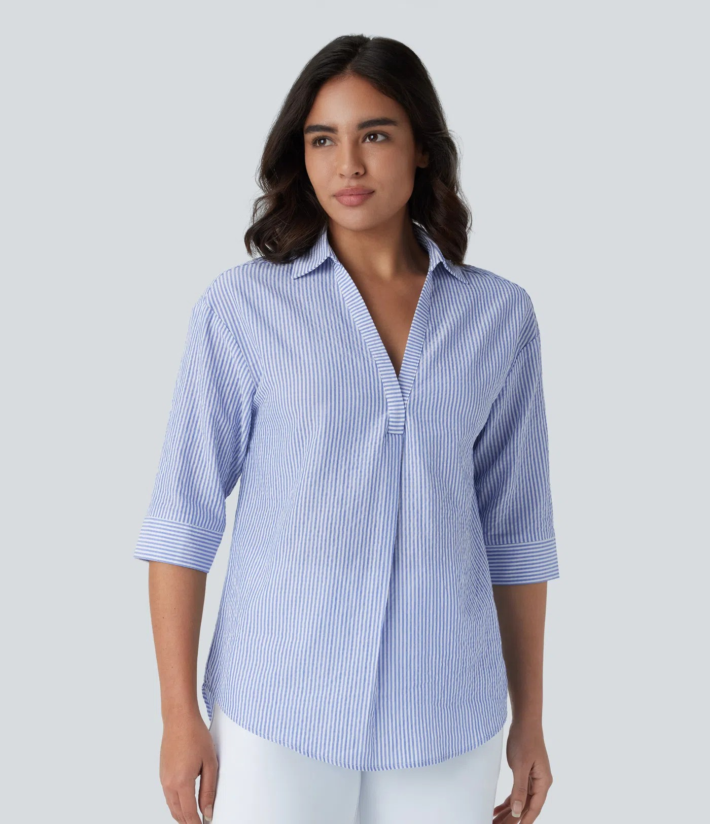 StripeHalf Blouse