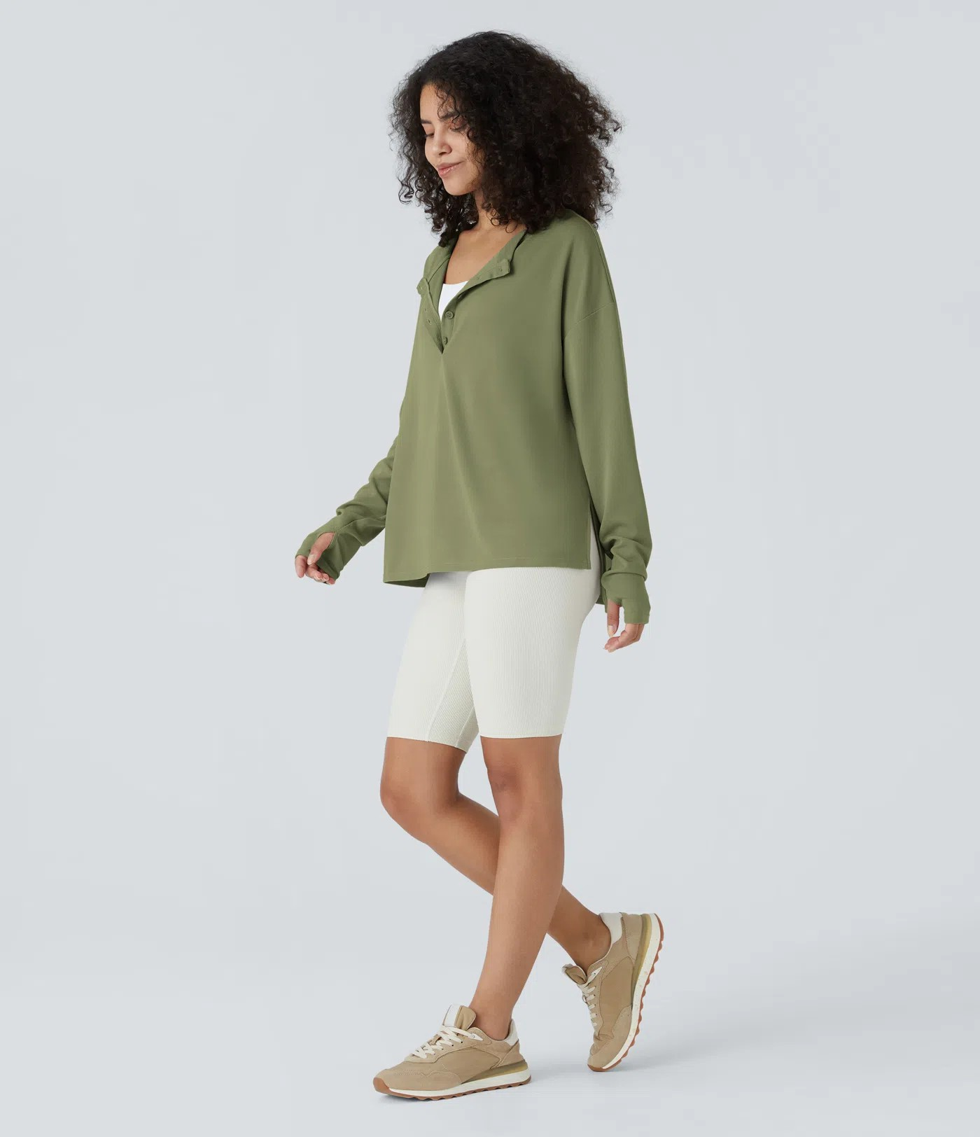 Button Waffle Sweatshirt
