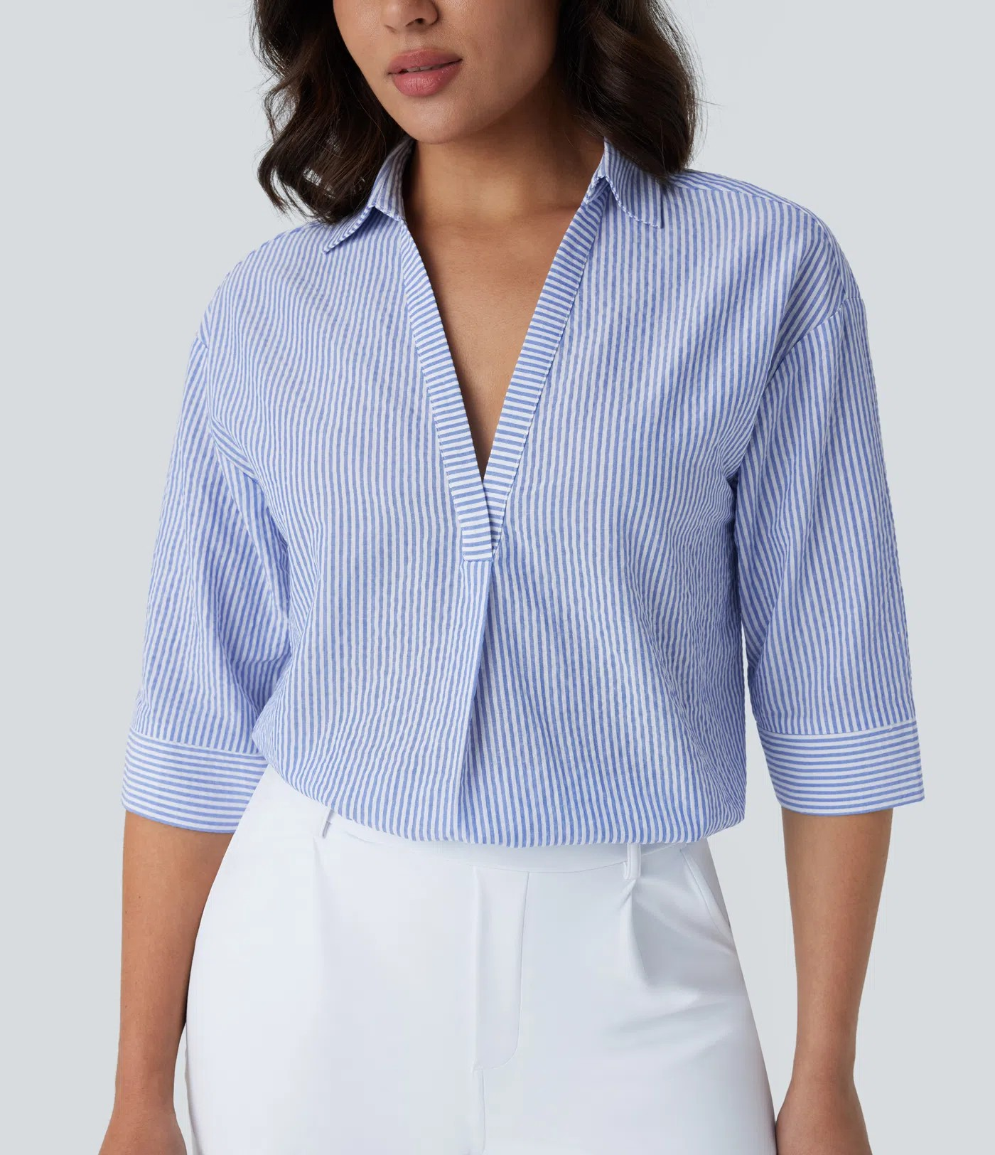 StripeHalf Blouse
