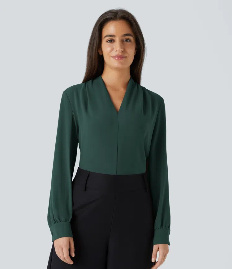V-Pleat Blouse