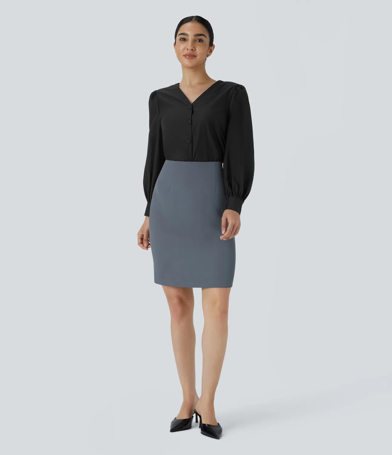 V-button blouse
