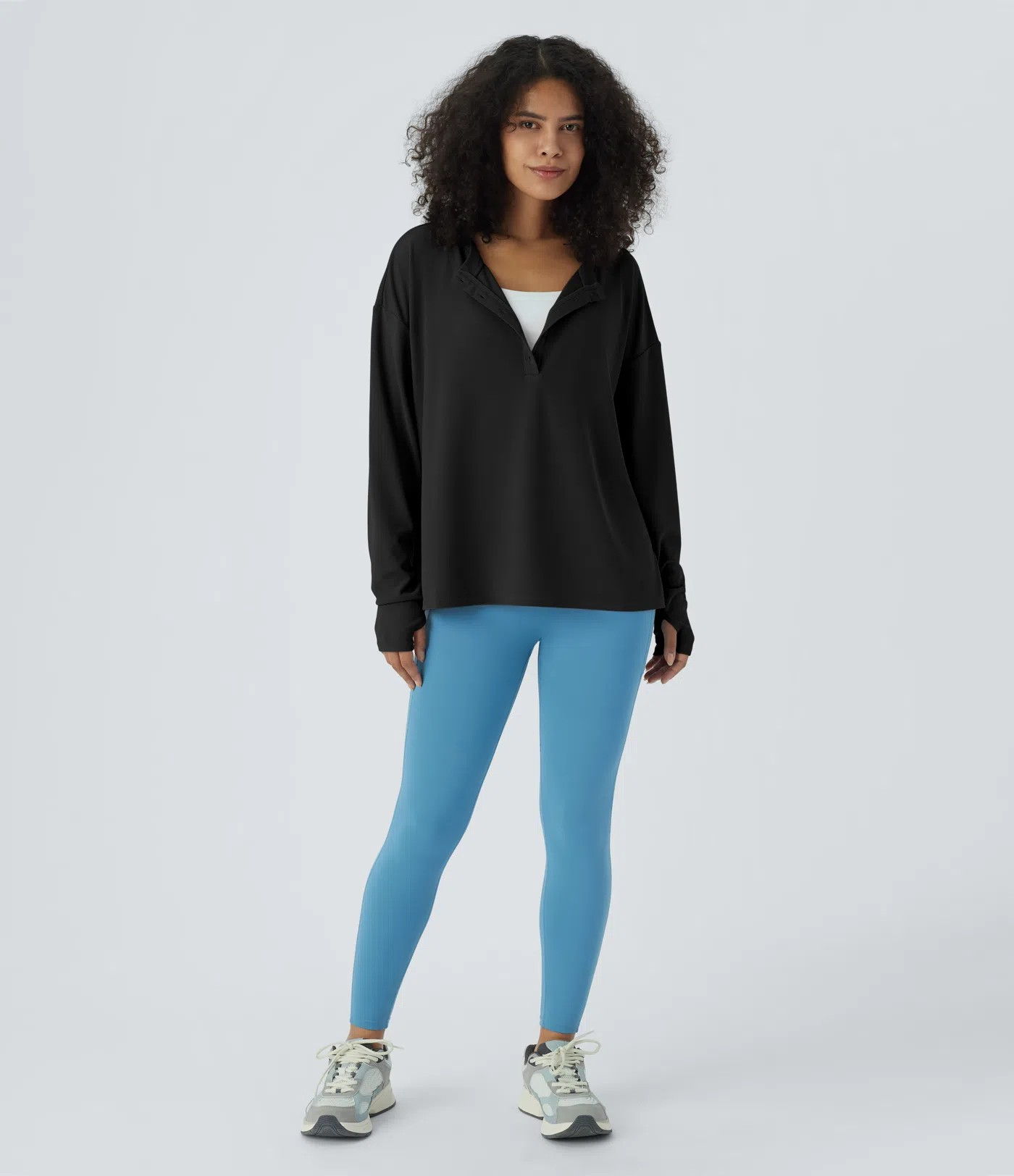 Button Waffle Sweatshirt