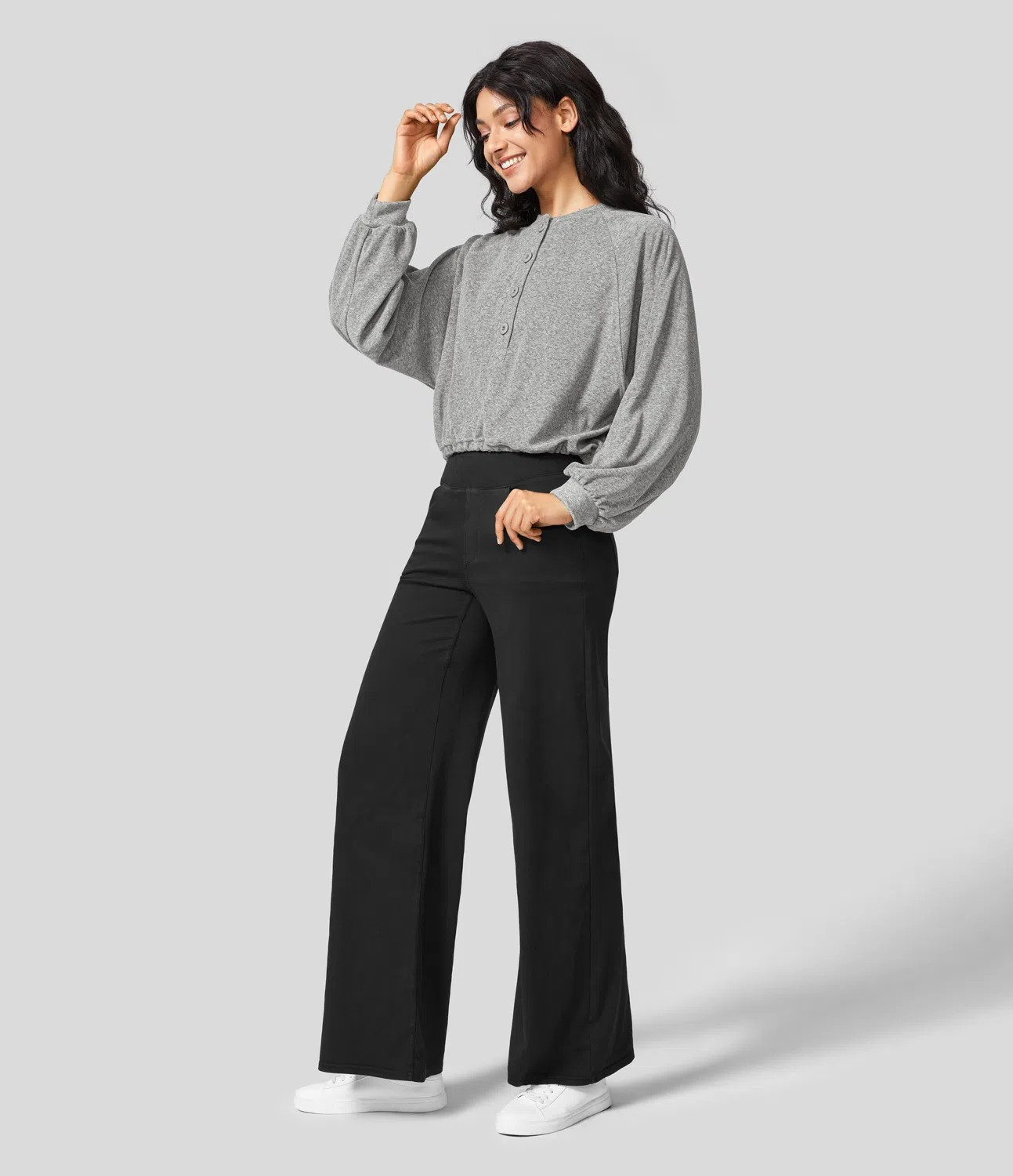Button Raglan Sweatshirt