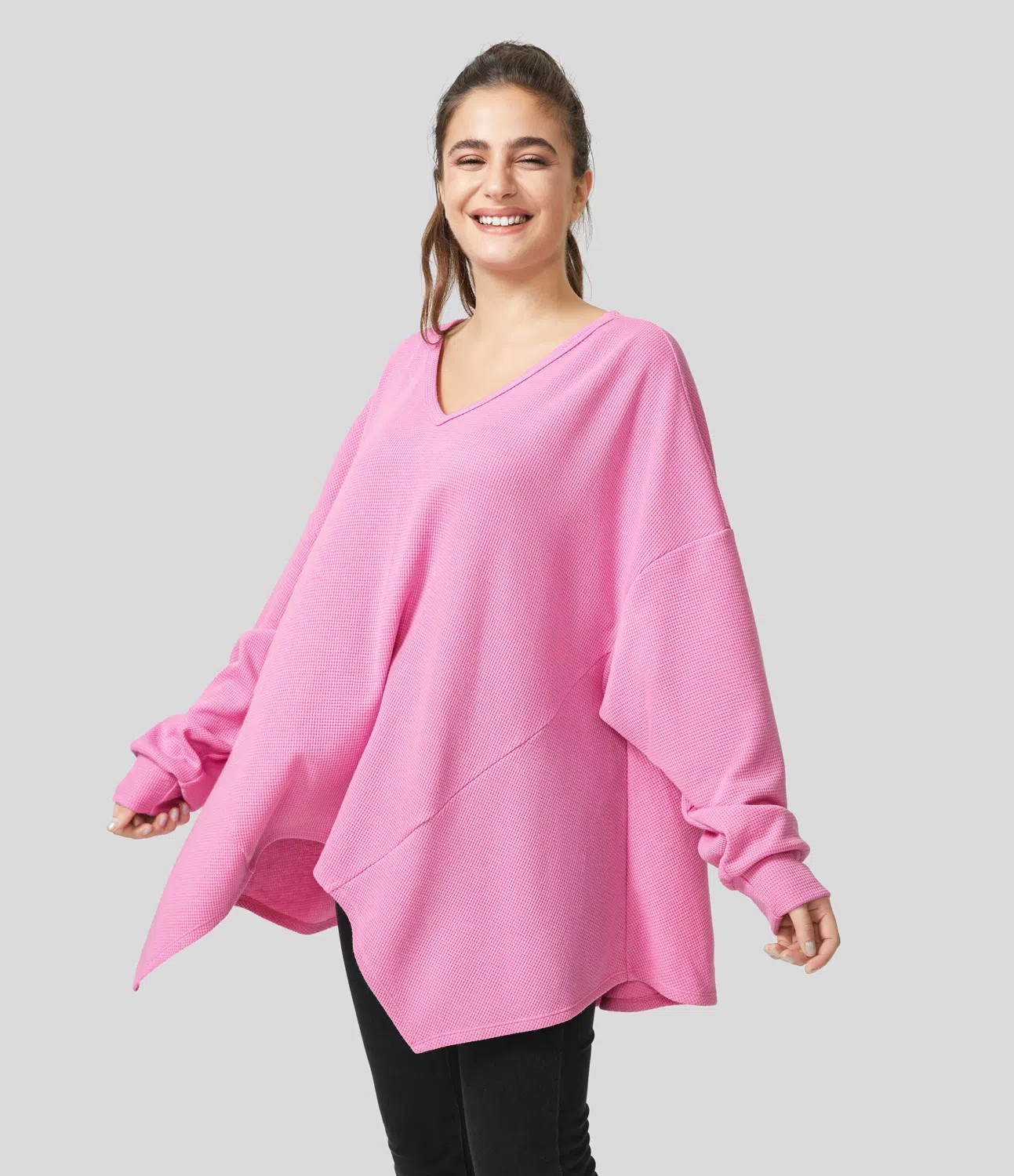 Over-sized V-neck cotton sweatshirt