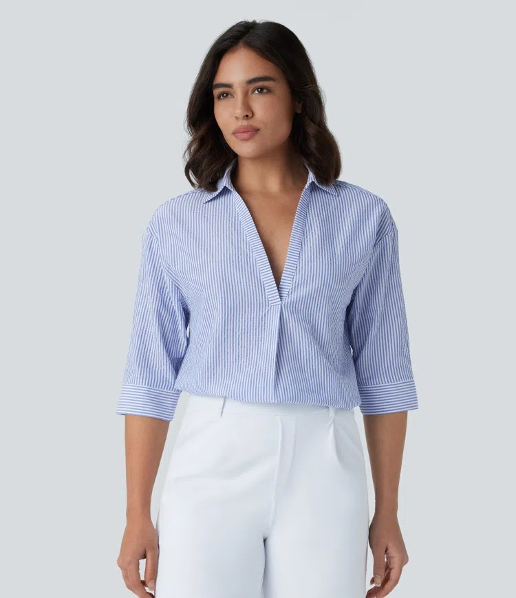 StripeHalf Blouse